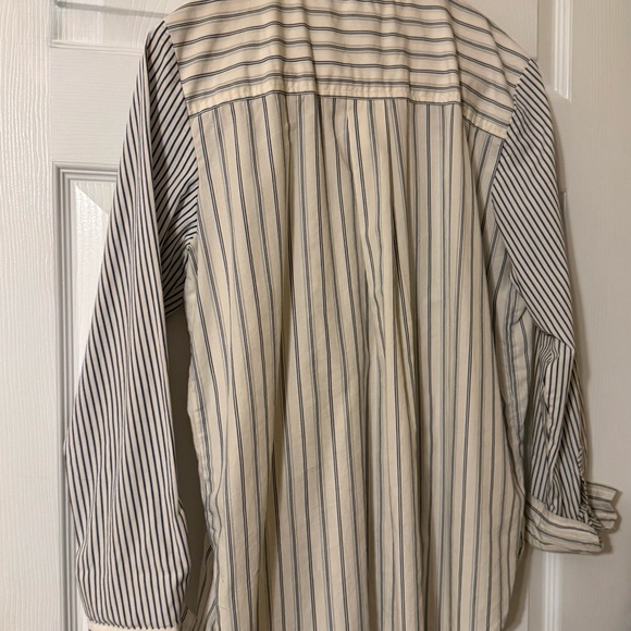 LOFT Navy and White Striped Shirt - Picture 3 of 6